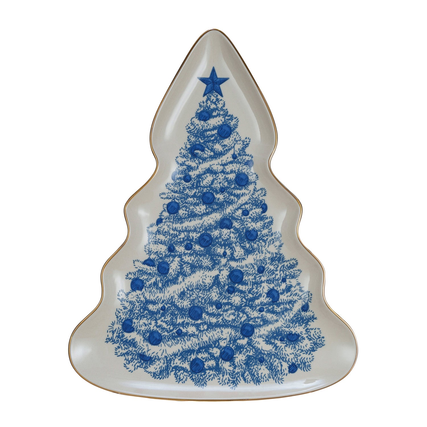 Blue Christmas Tree Serving Plate