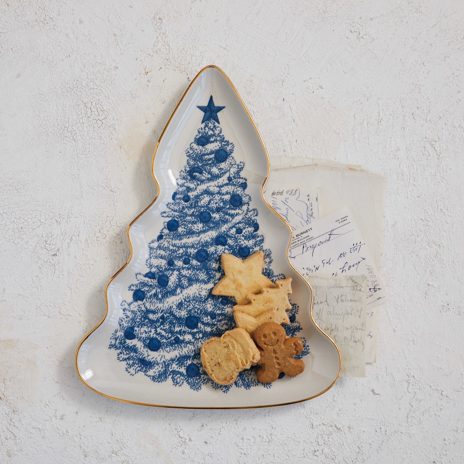 Blue Christmas Tree Serving Plate