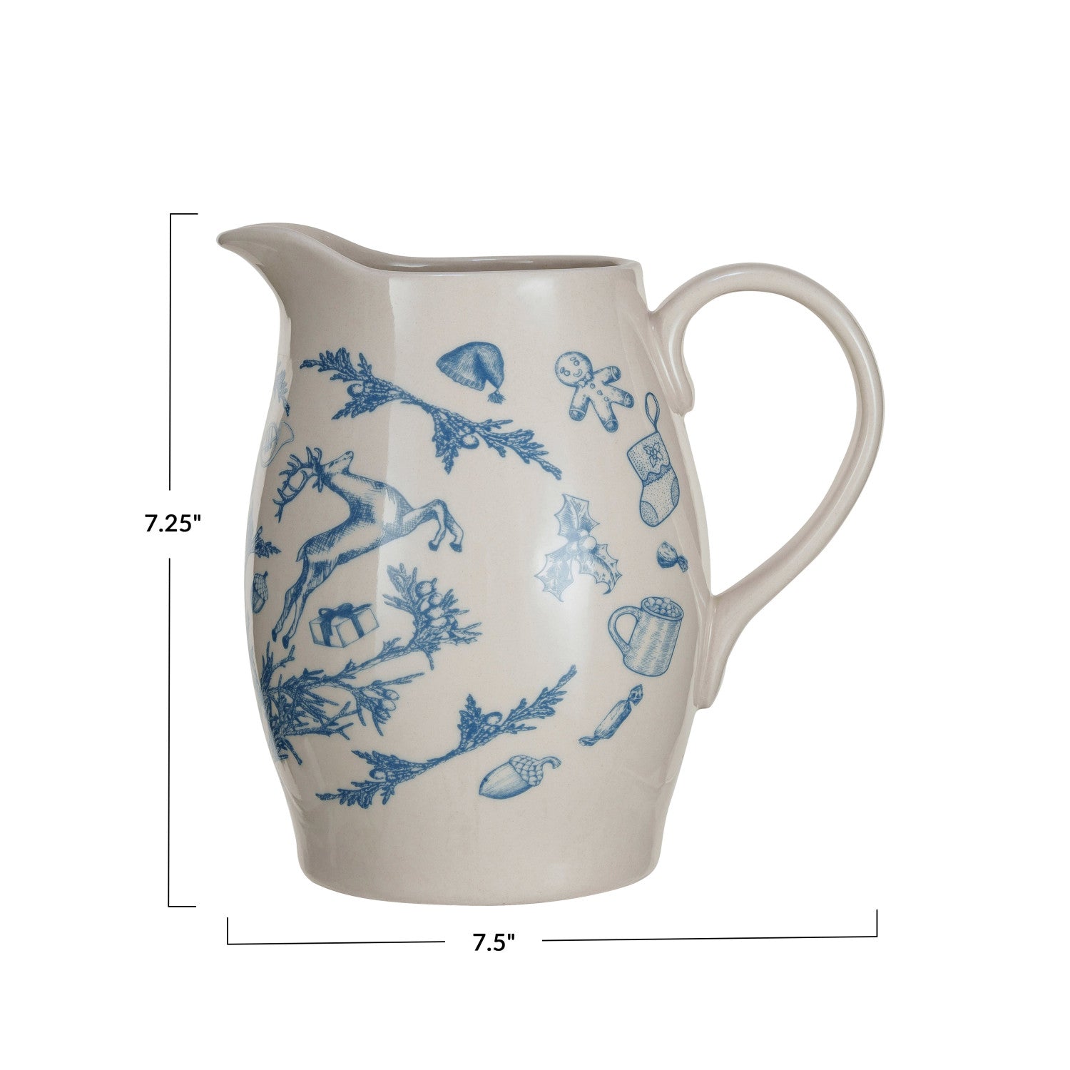 Blue Holiday Stoneware Pitcher