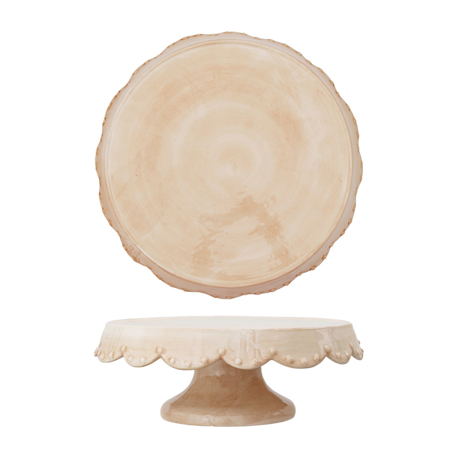 Stoneware Scalloped Edge Pedestal