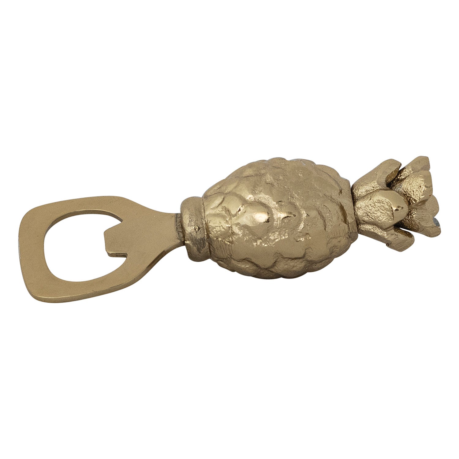 Cast Aluminum &amp; Stainless Steel Pineapple Shaped Bottle Opener, Gold Finish