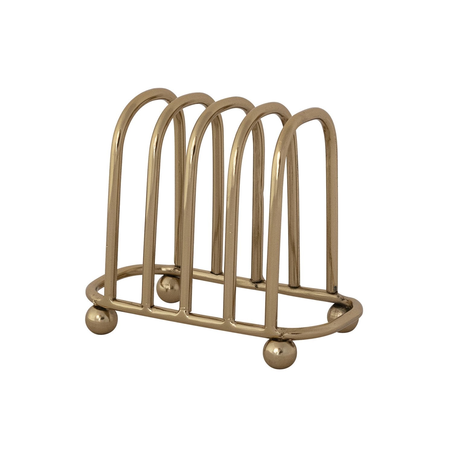 Stainless Steel Toast Rack with 4 Sections &amp; Ball Feet, Gold Finish