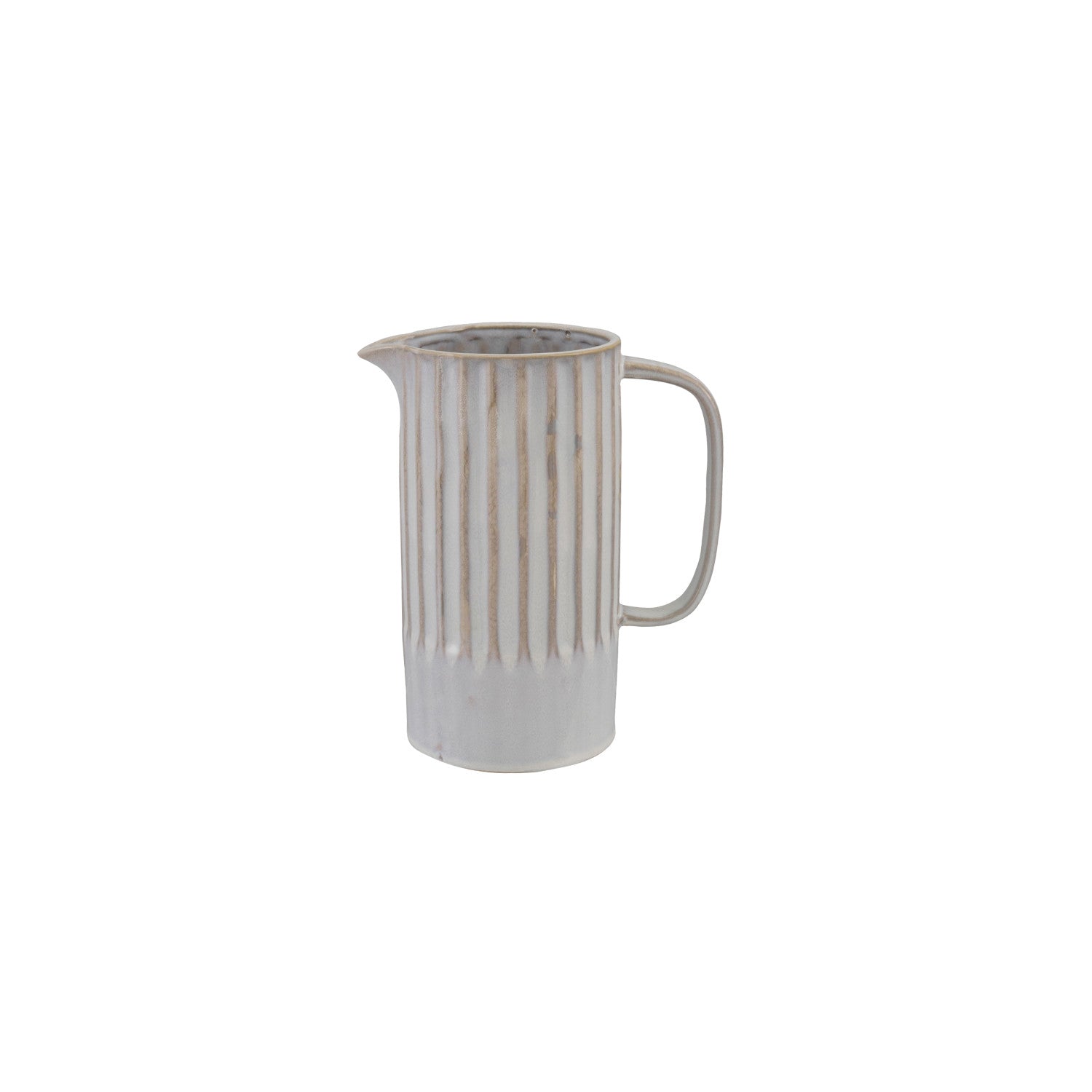Quart Stoneware Ribbed Pitcher, White