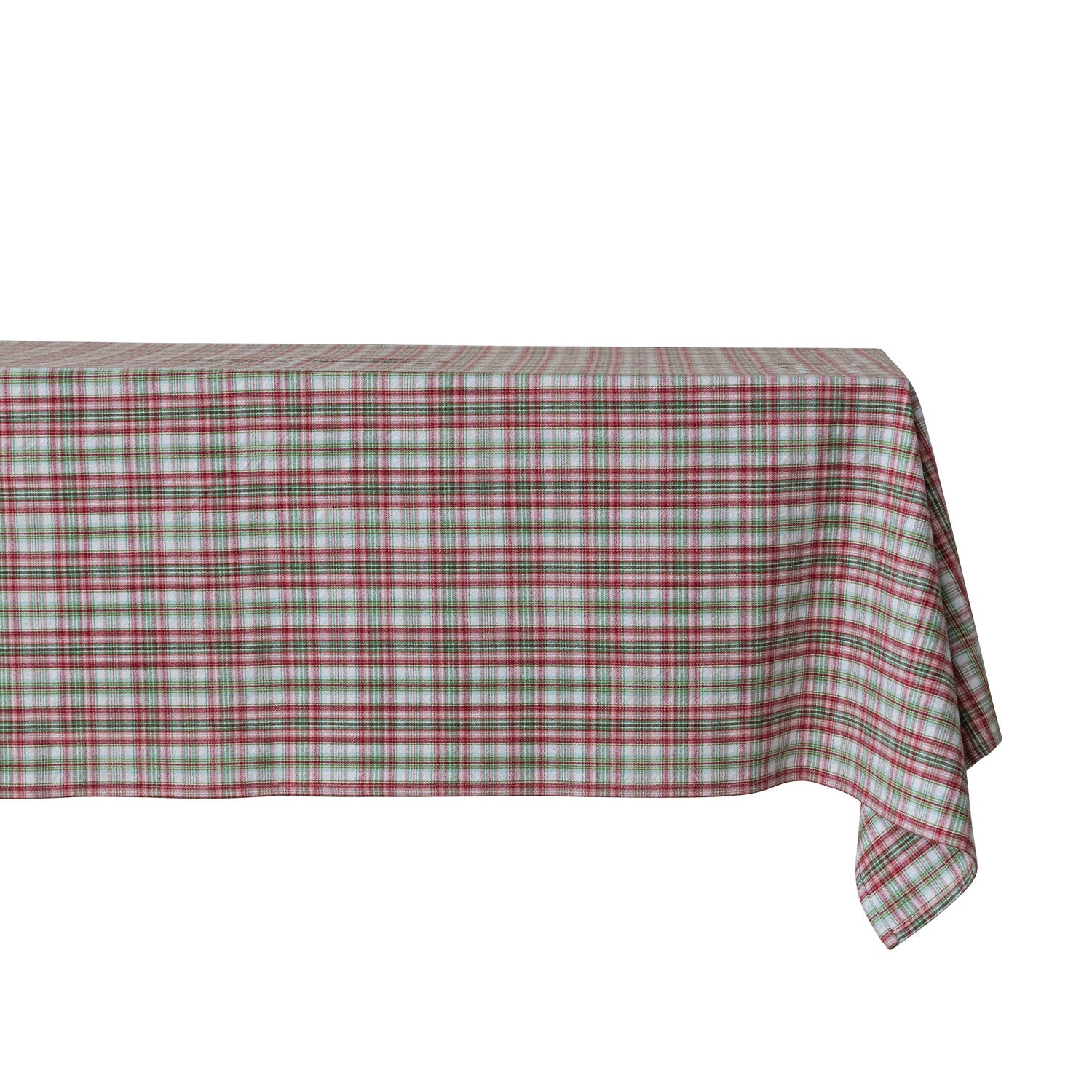 84"L x 60"W Woven Cotton Table Cloth with Plaid Pattern