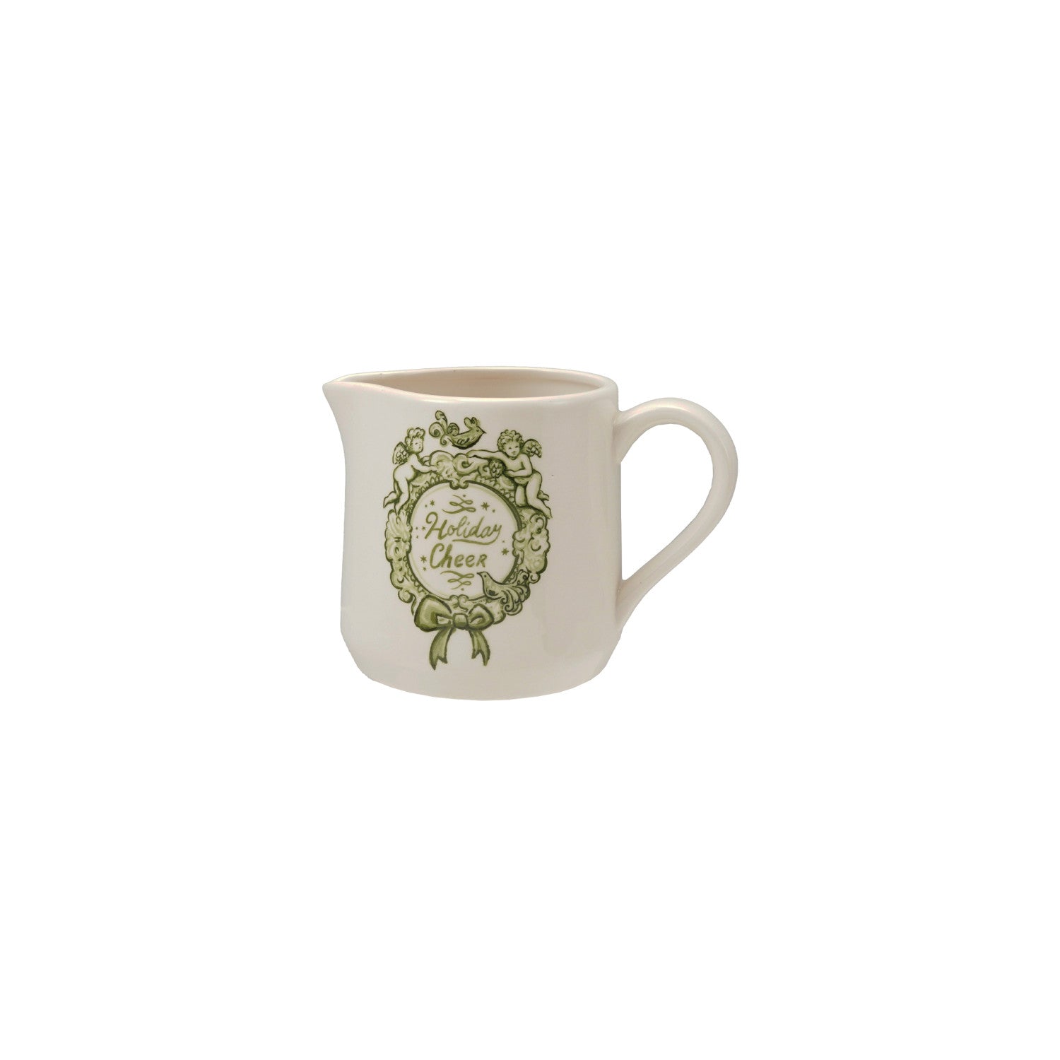 14 oz. Stoneware Creamer with Holiday Design "Holiday Cheer" ©