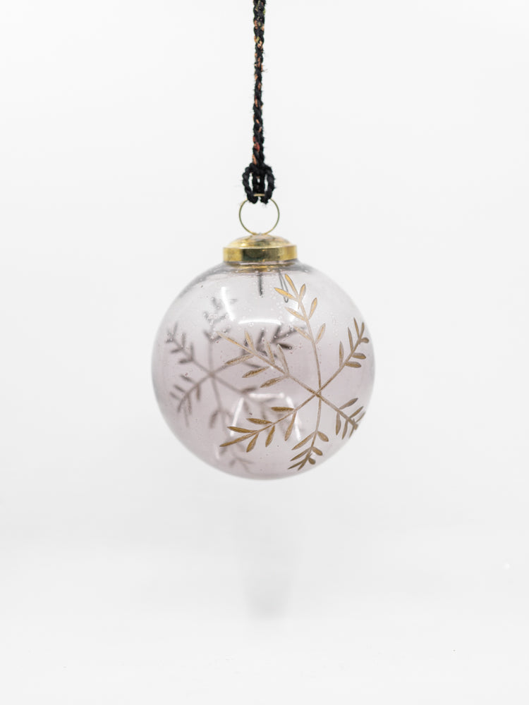 Pink Snowflake Glass Ball Ornament