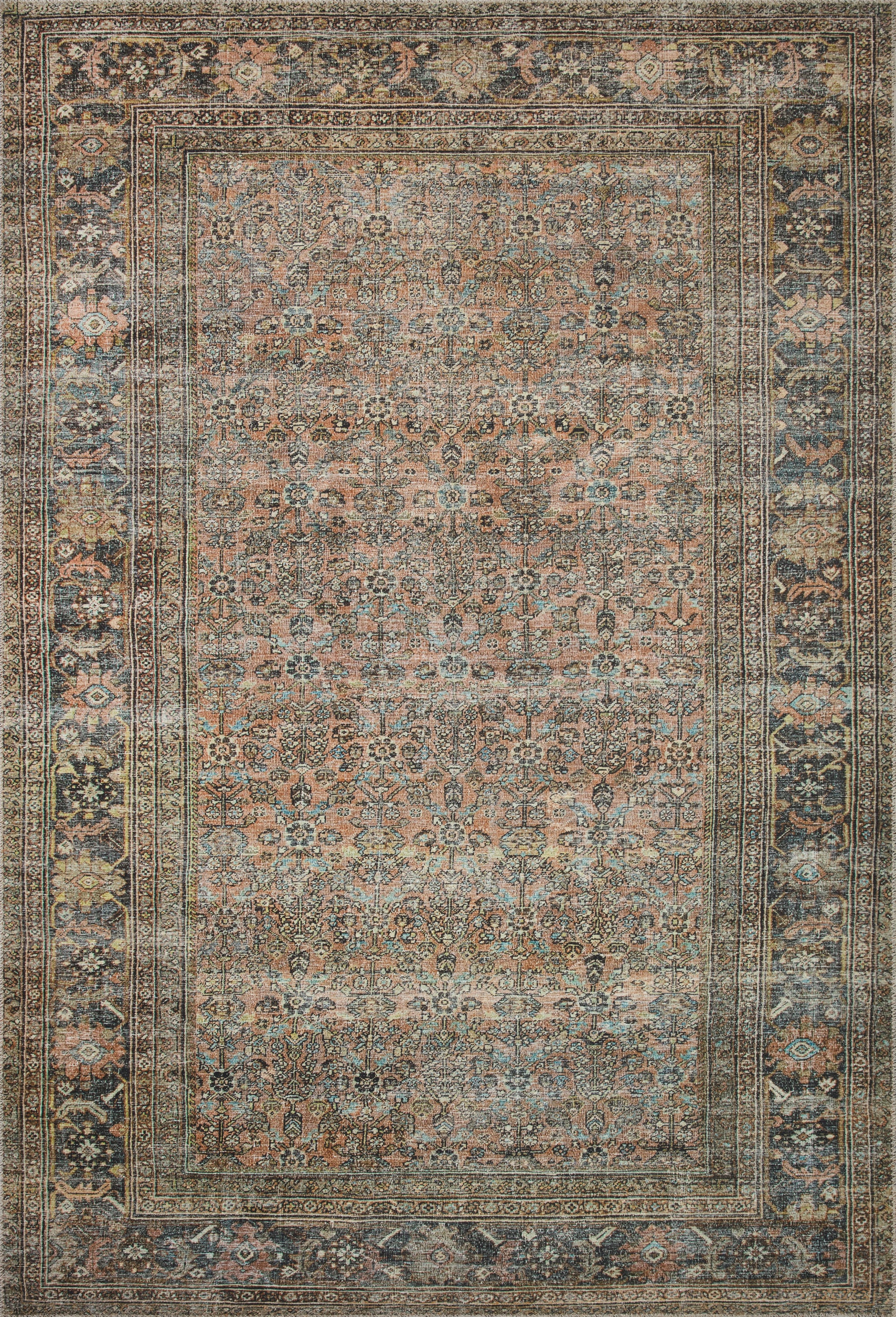 Terracotta / Multi - Adrian Collection Rug