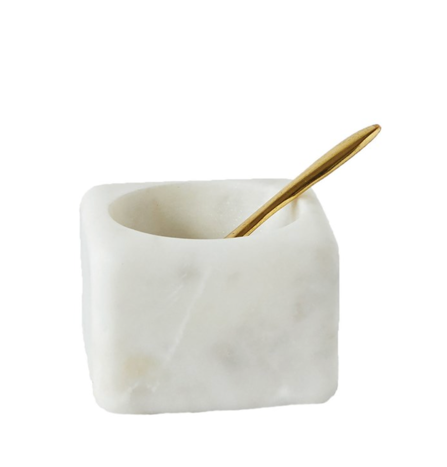 Marble Bowl with Brass Spoon