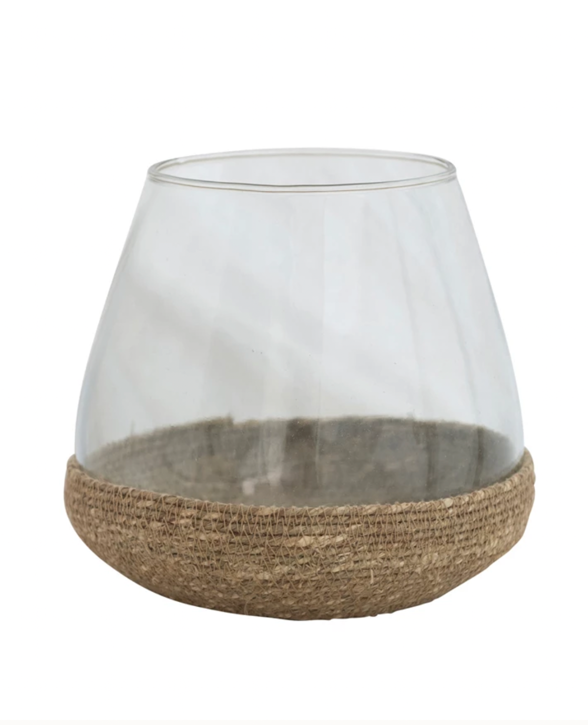Glass Candle Holder with Jute Base