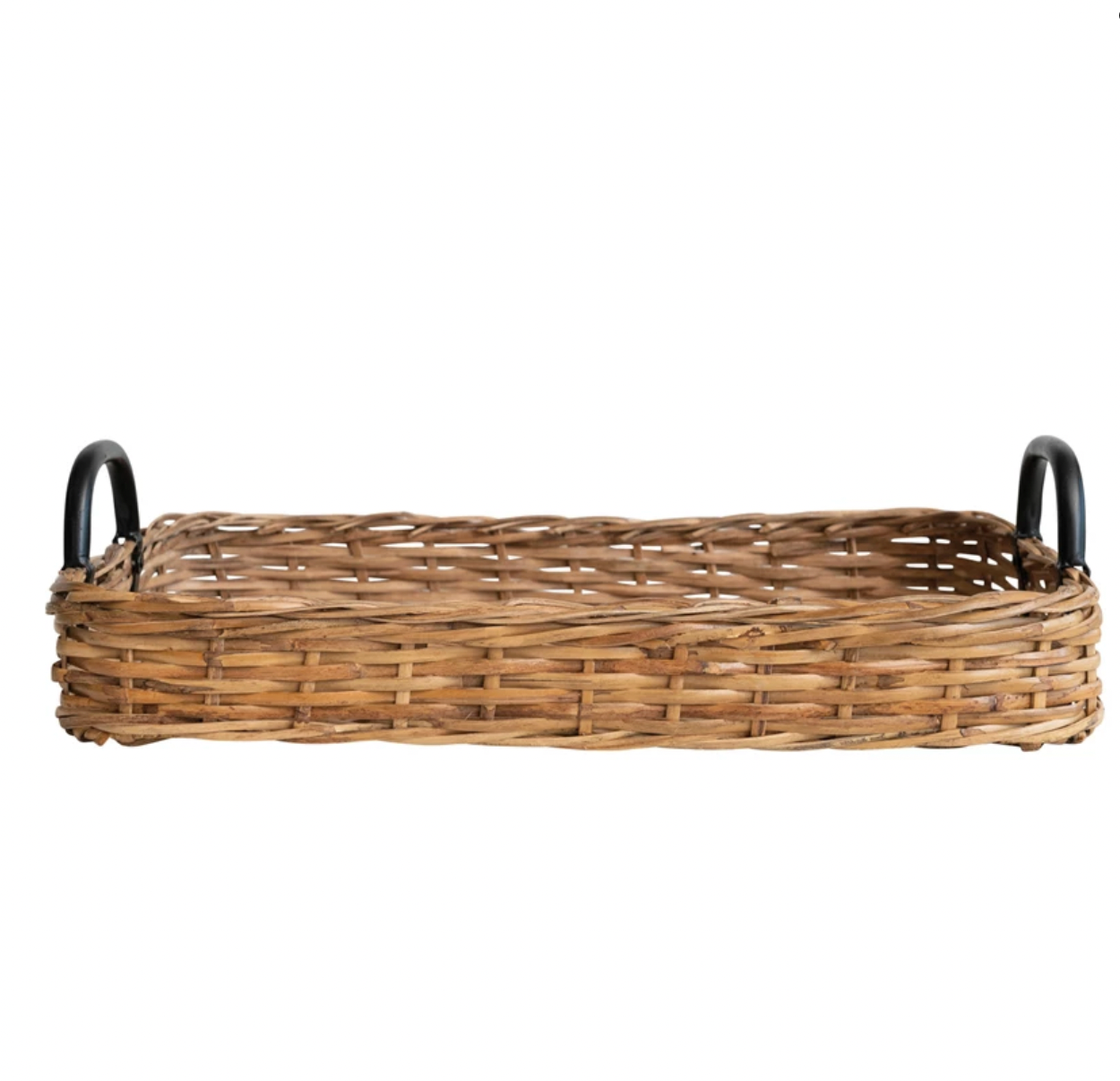 Rattan Tray with Metal Handles