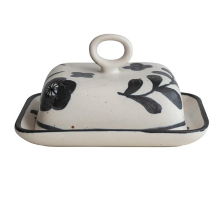 Double Butter Dish Hand Painted