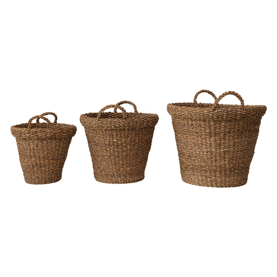 Woven Seagrass Baskets w/ Handles