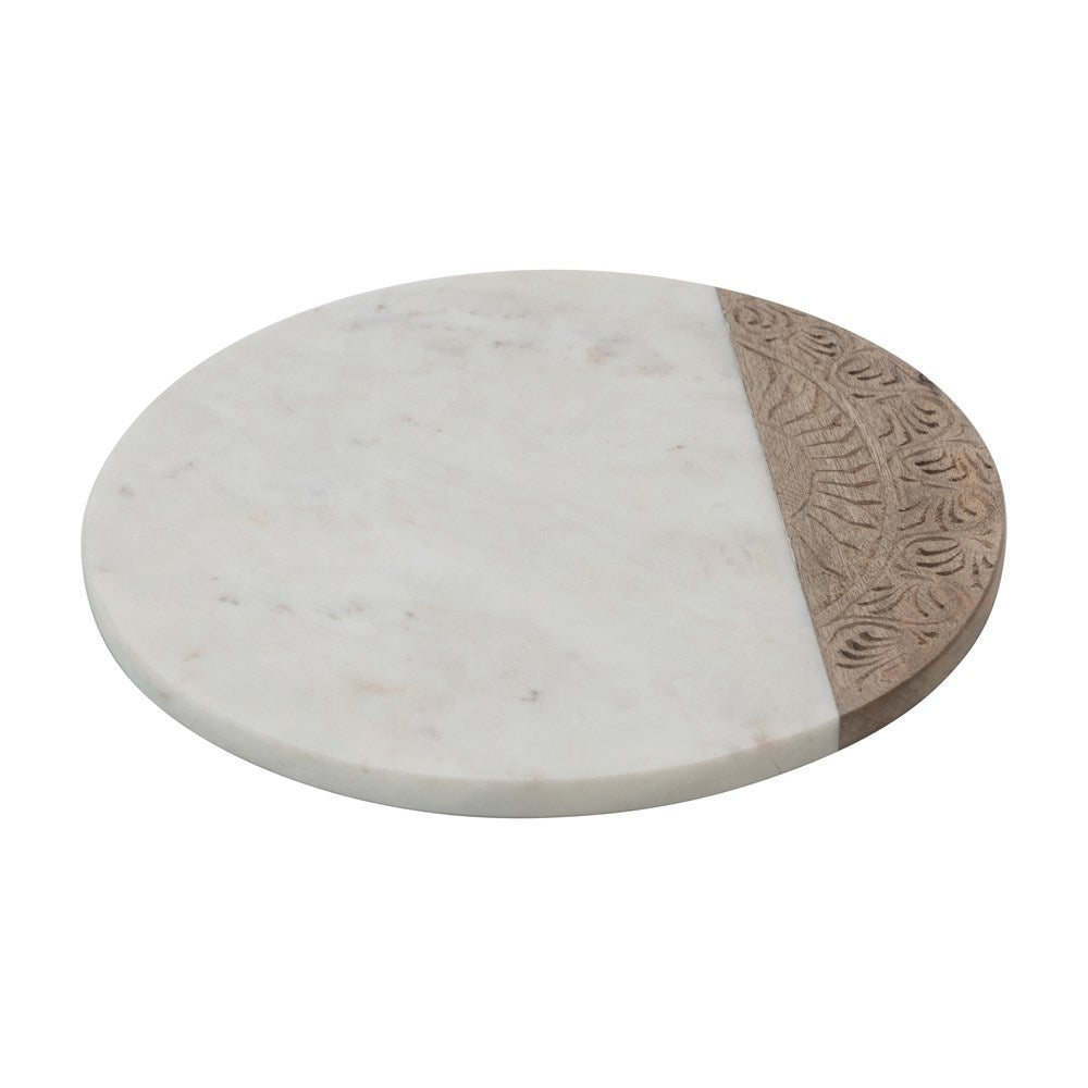 Hand-Carved Mango Wood & Marble Serving Board