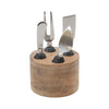 Cheese Servers w/ Marble Handles &amp; Mango Wood Stand