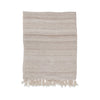 Woven Melange Wool &amp; Cotton Slub Throw w/ Fringe