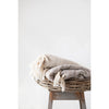 Woven Melange Wool &amp; Cotton Slub Throw w/ Fringe