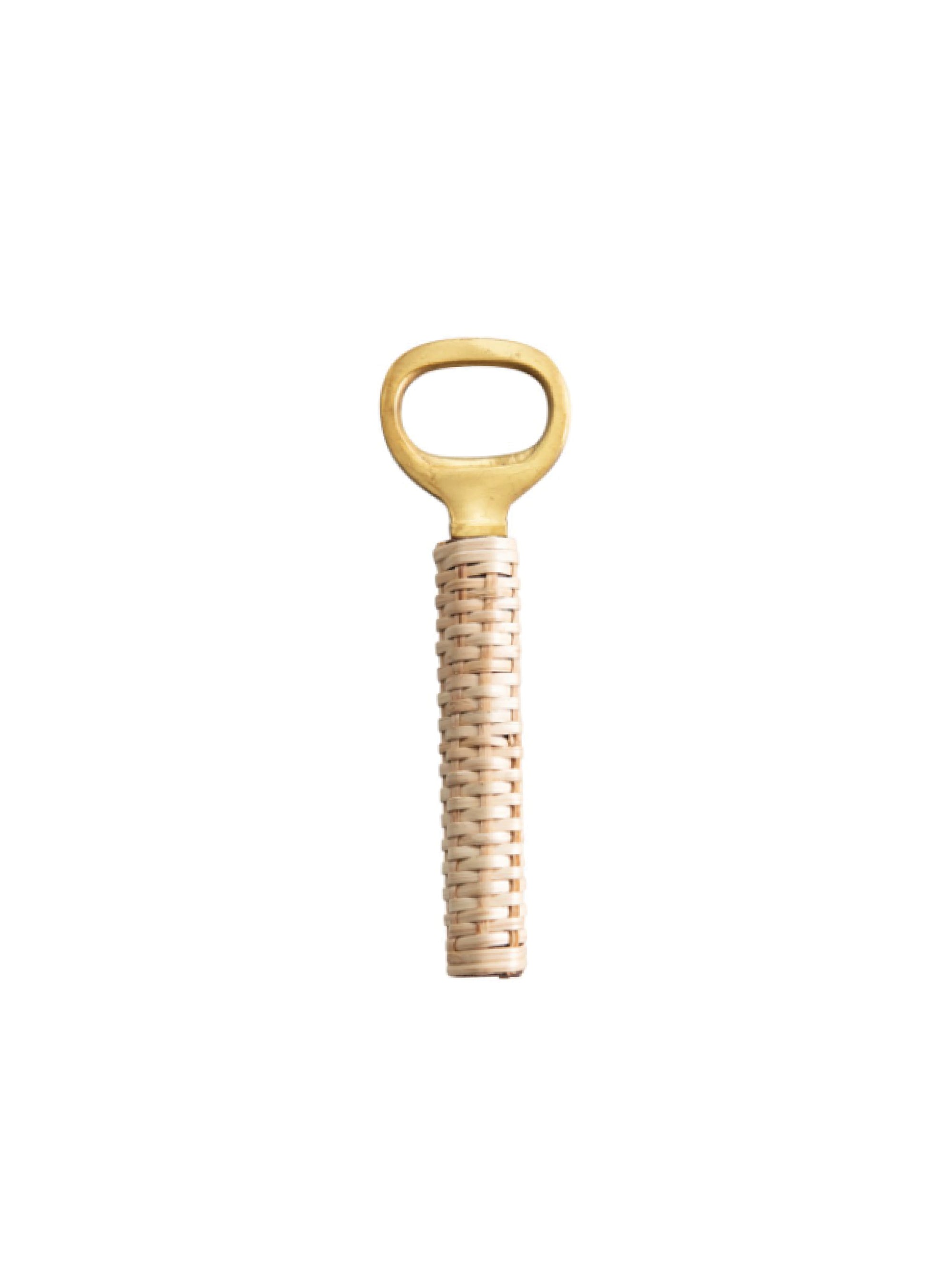 Brass Bottle Opener w/ Bamboo Wrapped Handle