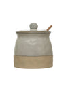 Stoneware Sugar Pot w Wood Spoon